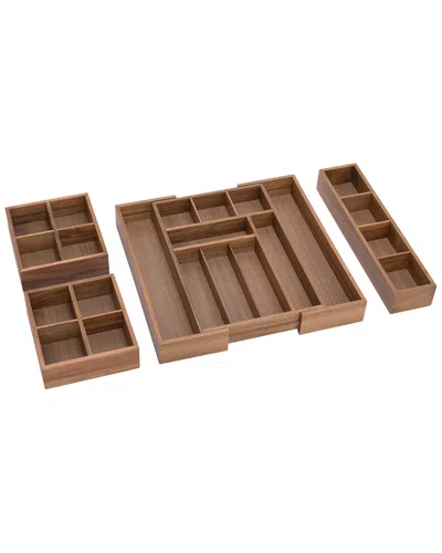 Seville Classics 4pc Acacia Expandable Drawer Organizer & Box Set In Brown