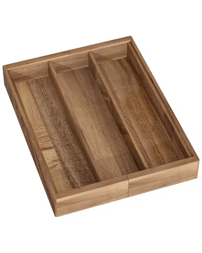 Seville Classics 5-compartment Expandable Acacia Utensil Organizer In Brown
