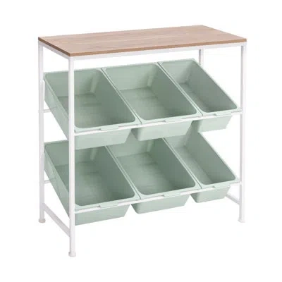 Seville Classics 6 Bin Storage Organizer Cart With Locking Wheels In Green