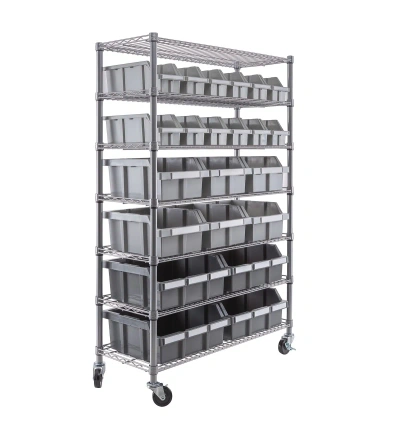 Seville Classics 7-tier 21 Bin Rack System, Nsf Certified In Gray