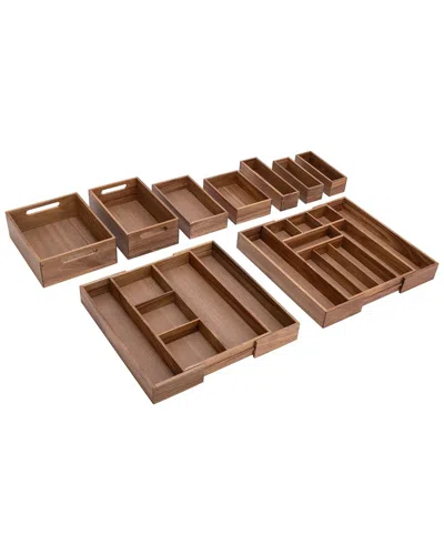 Seville Classics 9pc Acacia Storage Box Set In Brown