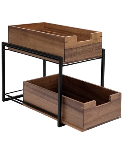 Seville Classics Acacia 2-tier Sliding Baskets In Brown