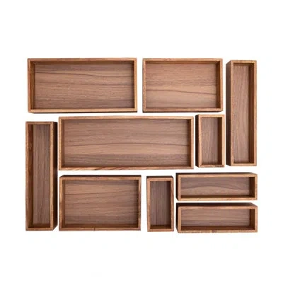 Seville Classics Acacia Wood Box Drawer Organizer 10-piece Set