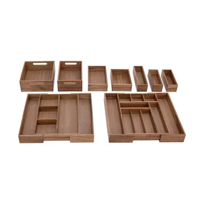 Seville Classics Acacia Wood Box Drawer Organizer 9-piece Set