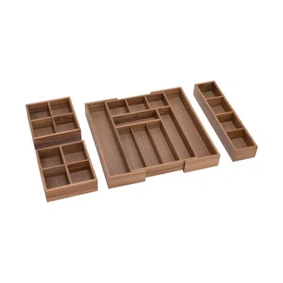 Seville Classics Acacia Wood Expandable Drawer Organizer And Box 4-piece Set