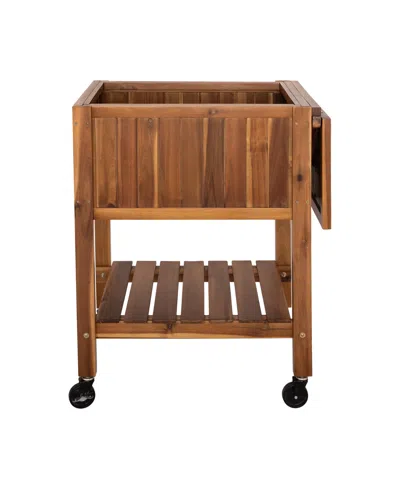 Seville Classics Acacia Wood Raised Garden Bed Planter Cart In Brown