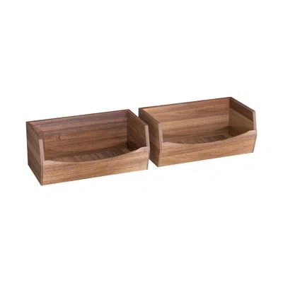 Seville Classics Acacia Wood Stackable Bin Organizer