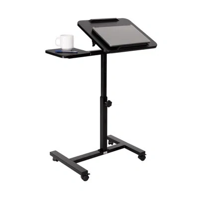 Seville Classics Airlift Adjustable Height Rolling Tiltable Desk With Mouse Stand In Black