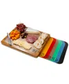 Seville Classics Bamboo Cutting Board & Flexible Food Mats Set In Bamboo