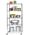 Seville Classics Commercial-grade 5-tier Nsf-certified Steel Wire Wheeled Shelving In Chrome