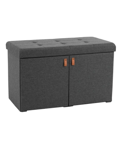Seville Classics Cushioned Ottoman Shoe Storage Bench In Modern Gray