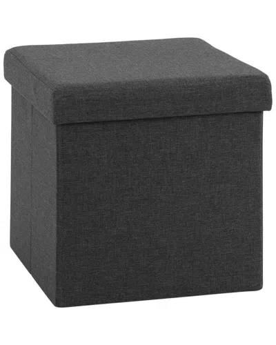 Seville Classics Foldable Storage Ottoman In Black