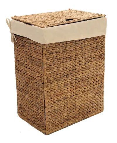 Seville Classics Foldable Water Hyacinth Portable Hamper In Light Brow