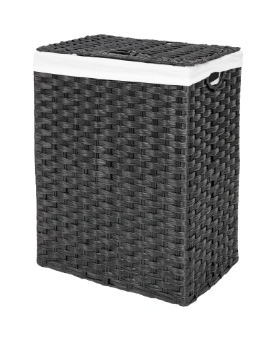 Seville Classics Handwoven Lidded Laundry Hamper In Black