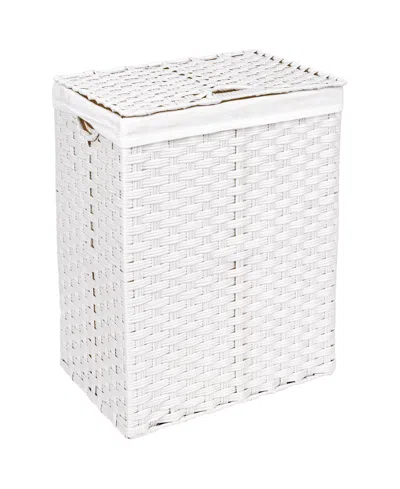 Seville Classics Handwoven Lidded Laundry Hamper In White