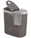 Seville Classics Handwoven Lidded Oval Double Laundry Hamper In Gray