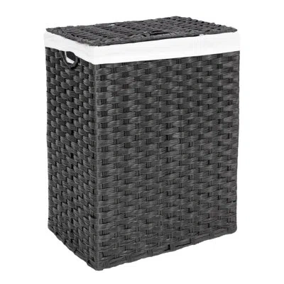 Seville Classics Handwoven Rectangle Laundry Hamper In Black