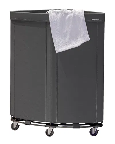 Seville Classics Heavy-duty Grey Rolling Corner Hamper