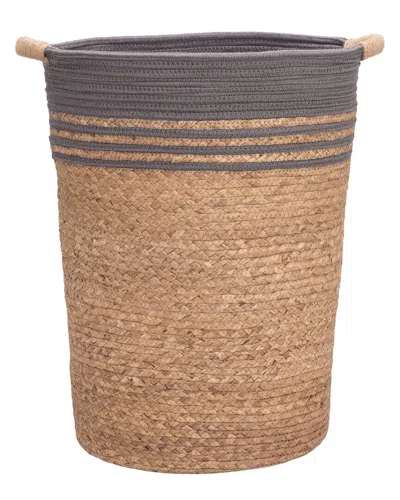Seville Classics Natural Hyacinth & Rope Round Hamper In Brown