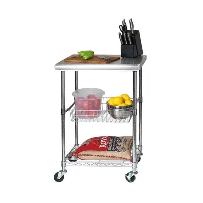 Seville Classics Nsf-certified Stainless Steel Kitchen Island Cart On Wheels In Chrome