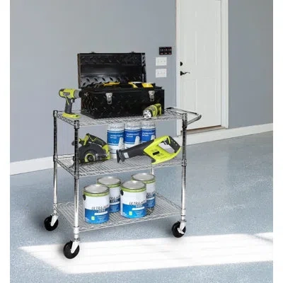Seville Classics Nsf-certified Utility Cart With Wheels In Chrome