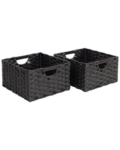 Seville Classics Pack Of 2 Handwoven Baskets In Black
