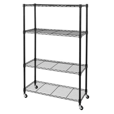 Seville Classics Steel Adjustable Height Shelving Unit With Wheels In Black