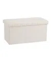 Seville Classics Storage Bench Ottoman In White Boucle
