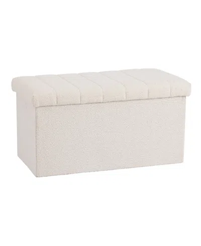 Seville Classics Storage Bench Ottoman In White Boucle