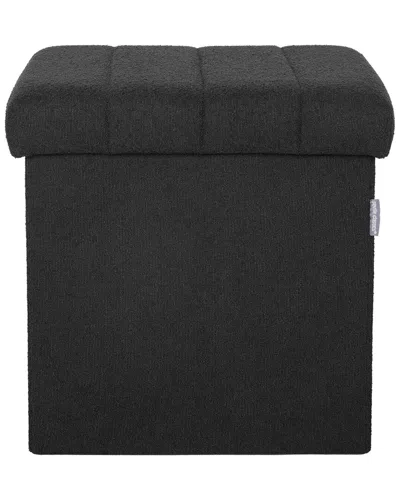 Seville Classics Storage Ottoman Boucle In Black
