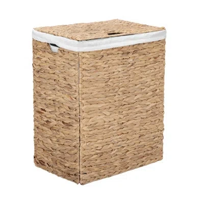 Seville Classics Sustainable Handwoven Lidded Hamper Sorter, Water Hyacinth