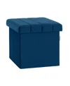 Seville Classics Tufted Storage Ottoman In Blue