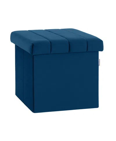 Seville Classics Tufted Storage Ottoman In Blue