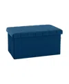 Seville Classics Tufted Storage Trunk Ottoman In Blue