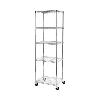 Seville Classics Ultradurable 24" W 5-tier Nsf-certified Steel Shelving With Wheels In Chrome