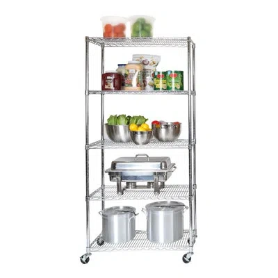 Seville Classics Ultradurable 36'' W X 18" D 5-tier Nsf-certified Steel Shelving With Wheels