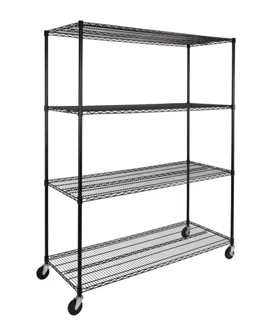 Seville Classics Ultradurable 4-tier Nsf Steel Wire Shelving, 60" W X 24" D X 76" H In Black