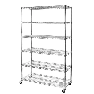 Seville Classics Ultradurable 48" W 6-tier Nsf-certified Steel Shelving With Wheels In Chrome
