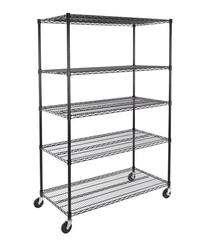 Seville Classics Ultradurable 5-tier Nsf Steel Wire Shelving, 48" W X 24" D X 76" H In Black