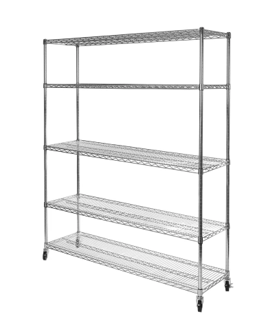 Seville Classics Ultradurable 5-tier Nsf Steel Wire Shelving System, 60" W X 24" D X 72"-76" H