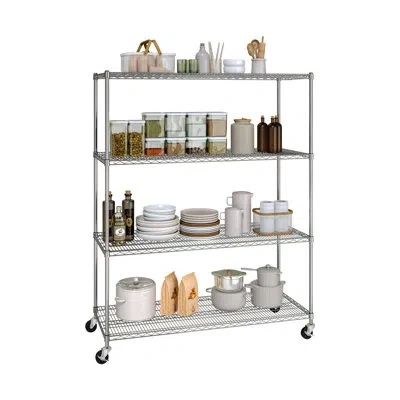 Seville Classics Ultradurable 60'' W X 24" D 4-tier Nsf-certified Steel Shelving With Wheels