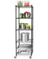 Seville Classics Ultradurable Commercial-grade 5-tier Nsf-certified Steel Wire Wheeled Shelving In Black