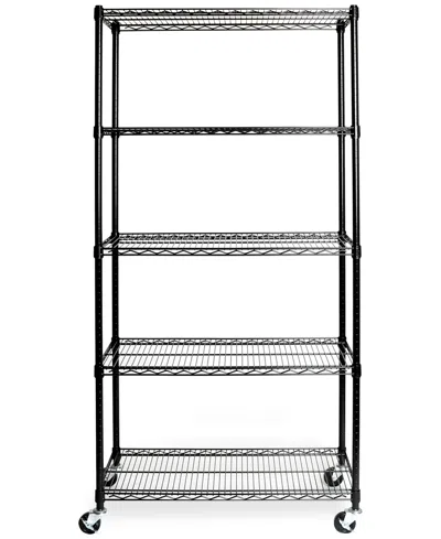 Seville Classics Ultradurable Commercial-grade 5-tier Nsf Wire Shelving With Wheels In Black