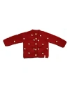 Sevim Handmade Unisex Cardigan Poppy In Cream On Red