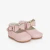 SEVVA GIRLS PINK FAUX LEATHER BOW SHOES