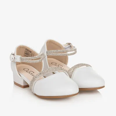 Sevva Kids' Girls White Faux Leather & Diamanté Shoes