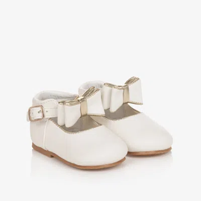Sevva Babies' Girls White Faux Leather Bow Shoes