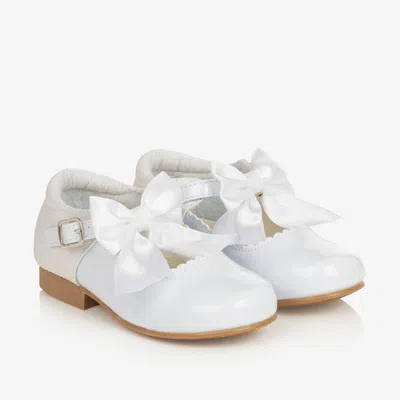 Sevva Kids' Girls White Patent Faux Leather Bow Shoes