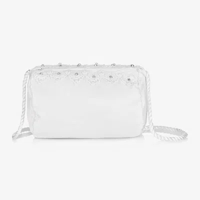 Sevva Kids' Girls White Satin Handbag (16cm)