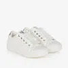 SEVVA GIRLS WHITE STUDDED FAUX LEATHER TRAINERS